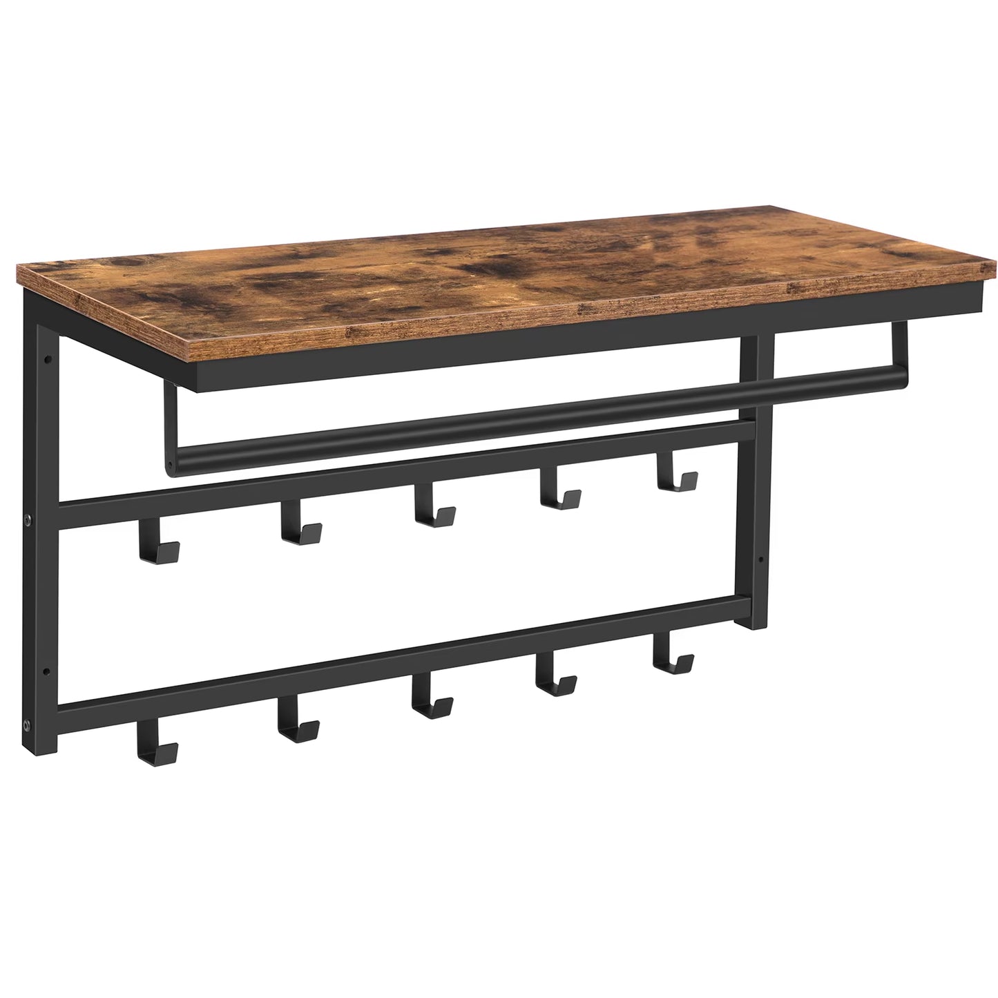 Wall-Mounted Coat Rack with 10 Hooks and Shelf, Ideal for Entryway, Bathroom, Living Room, and Laundry Room