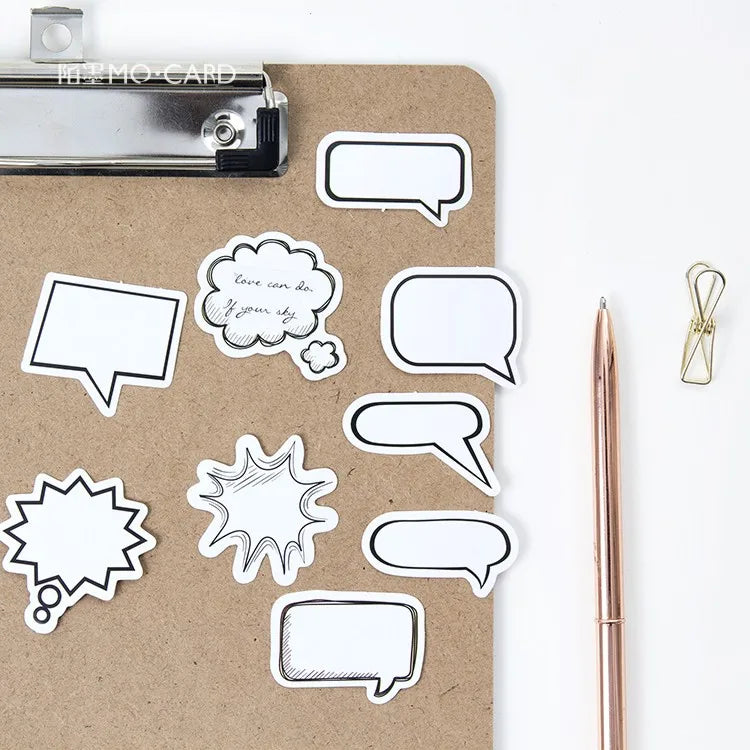 45pcs/pack Creative Black White Bubble Album Paper Label Stickers Crafts And Scrapbooking Decorative Sticker Cute Stationery
