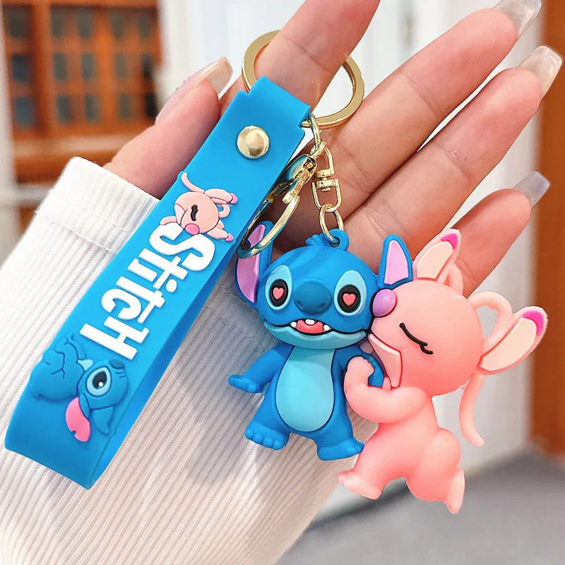 Wholesale Anime Disney Keychain Mickey Mouse Minnie Lilo & Stitch New Cartoon Keyring Key Chain Car Pendant Kids Toys Gifts