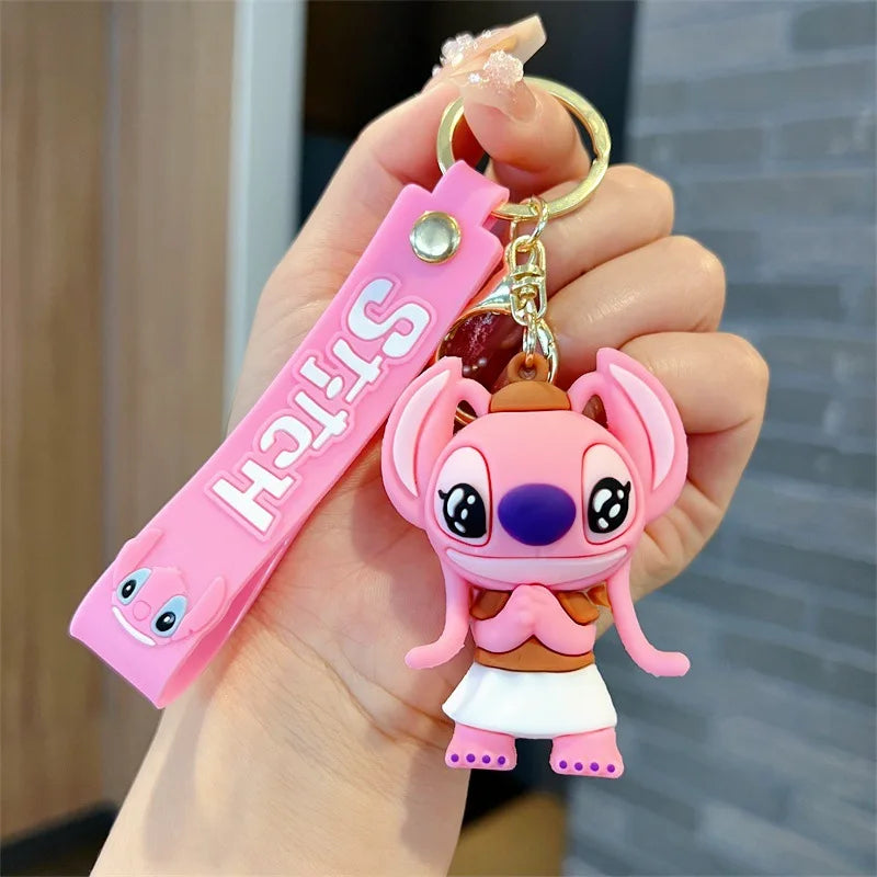 Wholesale Anime Disney Keychain Mickey Mouse Minnie Lilo & Stitch New Cartoon Keyring Key Chain Car Pendant Kids Toys Gifts