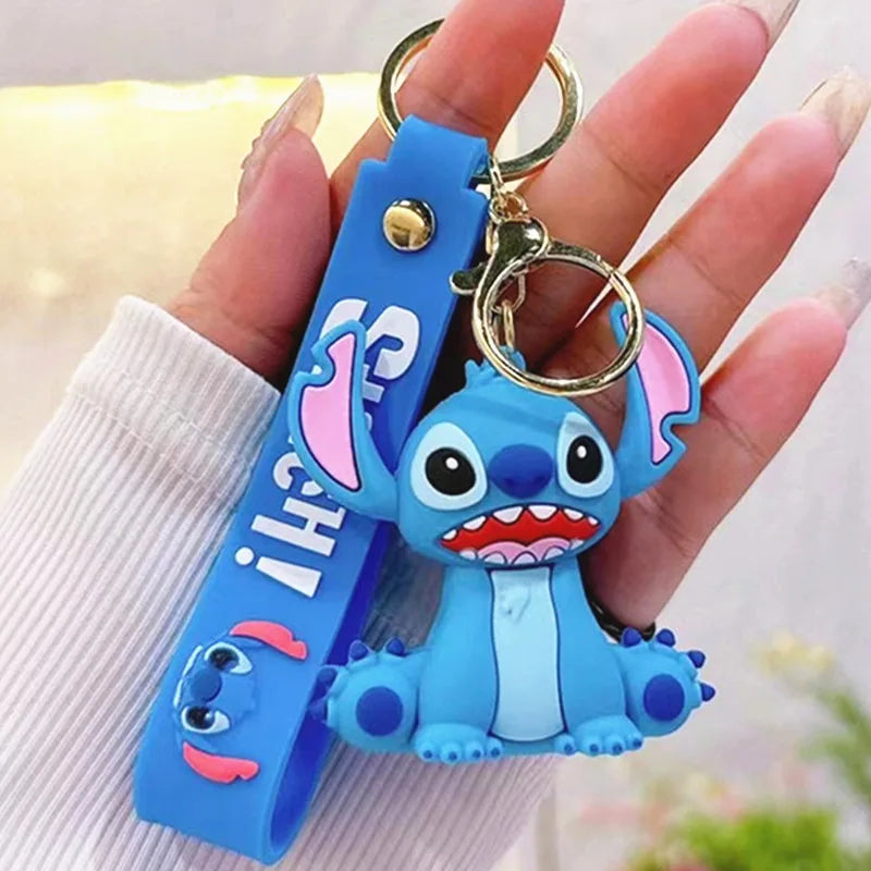 Wholesale Anime Disney Keychain Mickey Mouse Minnie Lilo & Stitch New Cartoon Keyring Key Chain Car Pendant Kids Toys Gifts