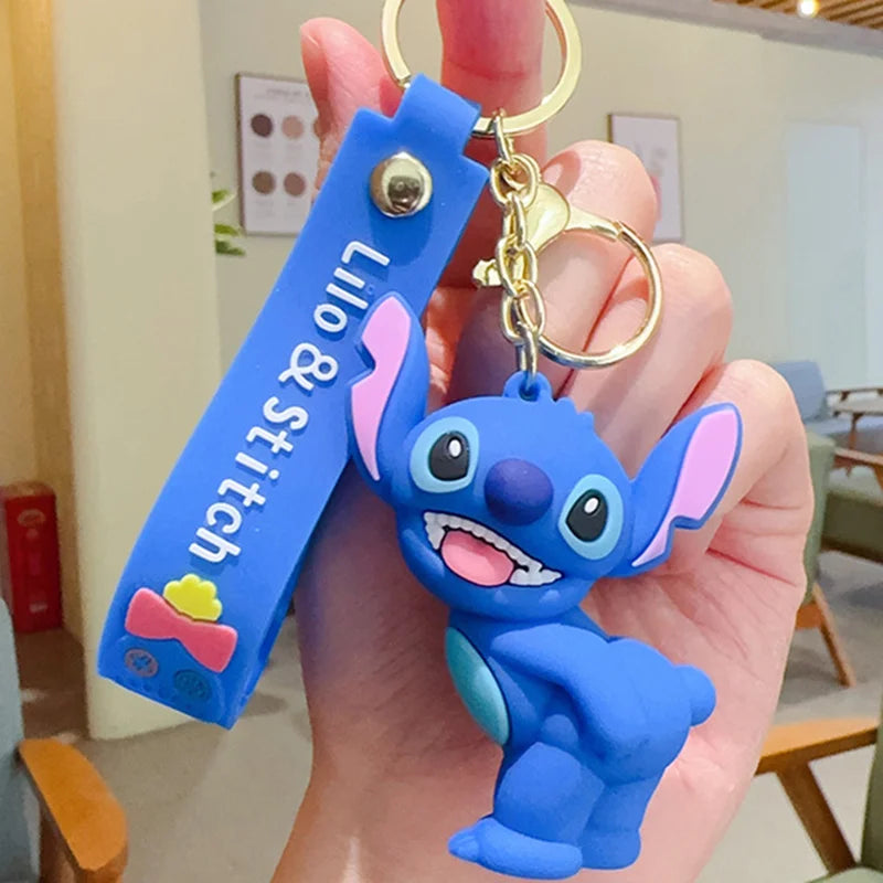 Wholesale Anime Disney Keychain Mickey Mouse Minnie Lilo & Stitch New Cartoon Keyring Key Chain Car Pendant Kids Toys Gifts