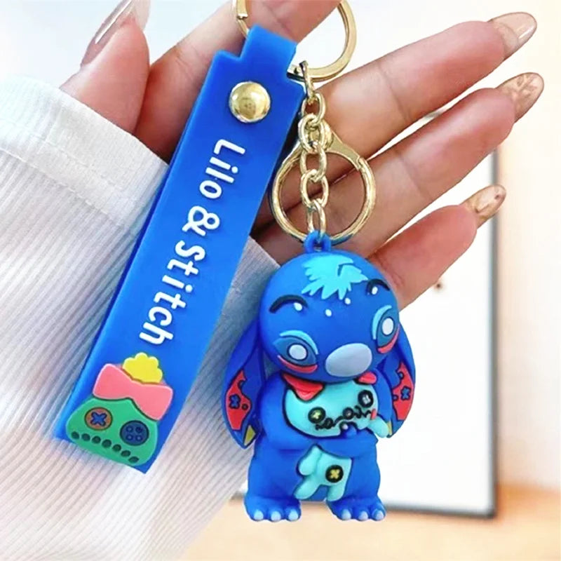 Wholesale Anime Disney Keychain Mickey Mouse Minnie Lilo & Stitch New Cartoon Keyring Key Chain Car Pendant Kids Toys Gifts