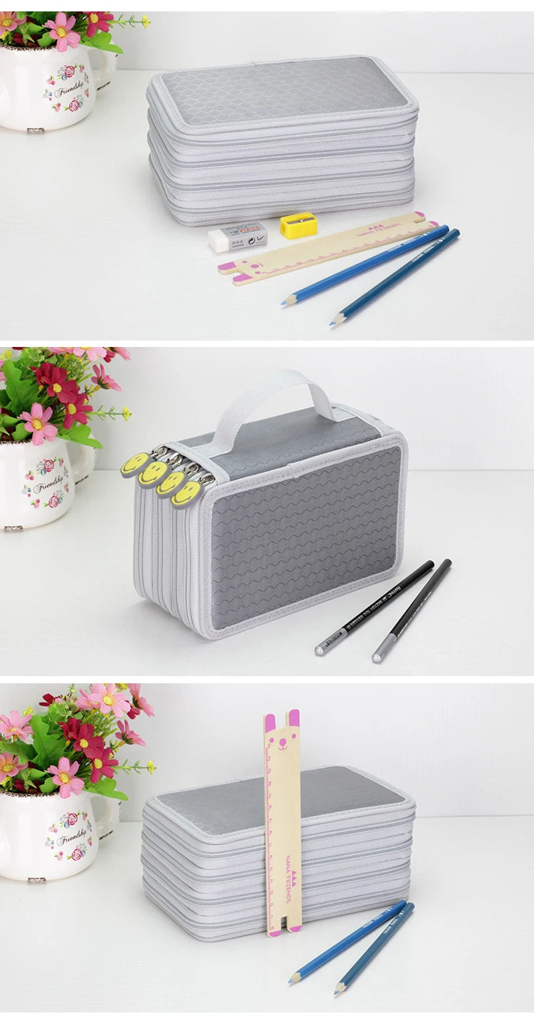 32/48/72 Holes Pencil Case for Colored Pencils Multifunction Large Capacity Art Drawing Pen Storage Bag School Stationery