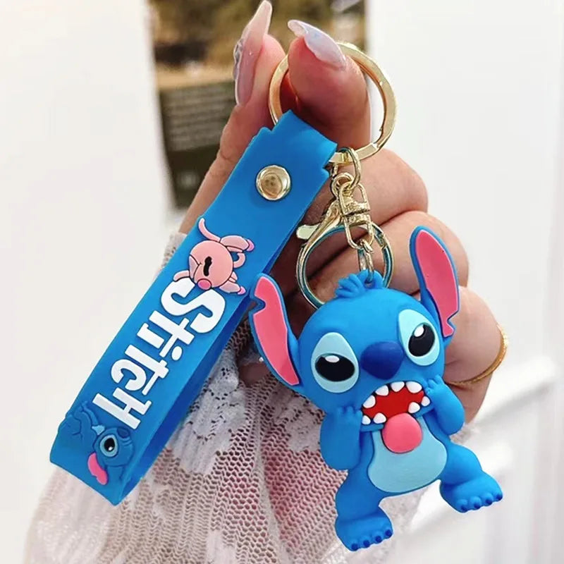 Wholesale Anime Disney Keychain Mickey Mouse Minnie Lilo & Stitch New Cartoon Keyring Key Chain Car Pendant Kids Toys Gifts