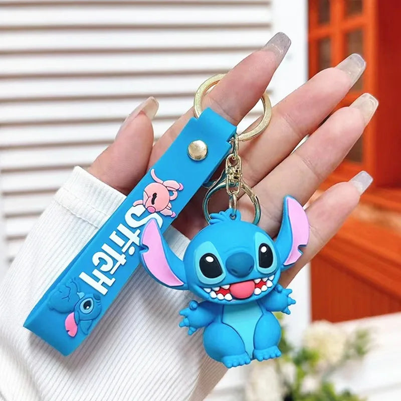 Wholesale Anime Disney Keychain Mickey Mouse Minnie Lilo & Stitch New Cartoon Keyring Key Chain Car Pendant Kids Toys Gifts
