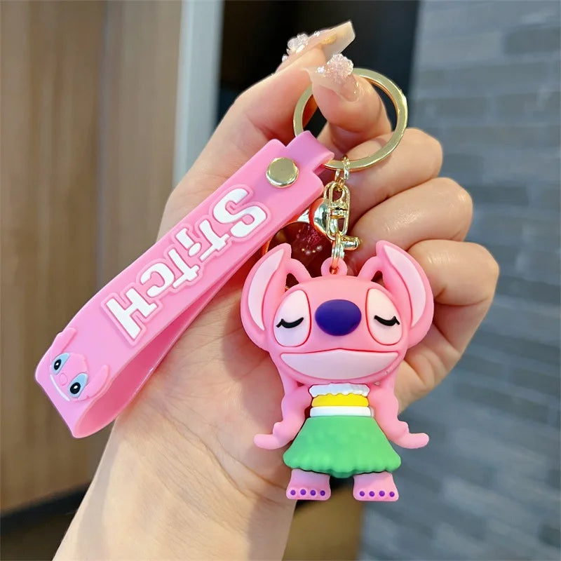 Wholesale Anime Disney Keychain Mickey Mouse Minnie Lilo & Stitch New Cartoon Keyring Key Chain Car Pendant Kids Toys Gifts