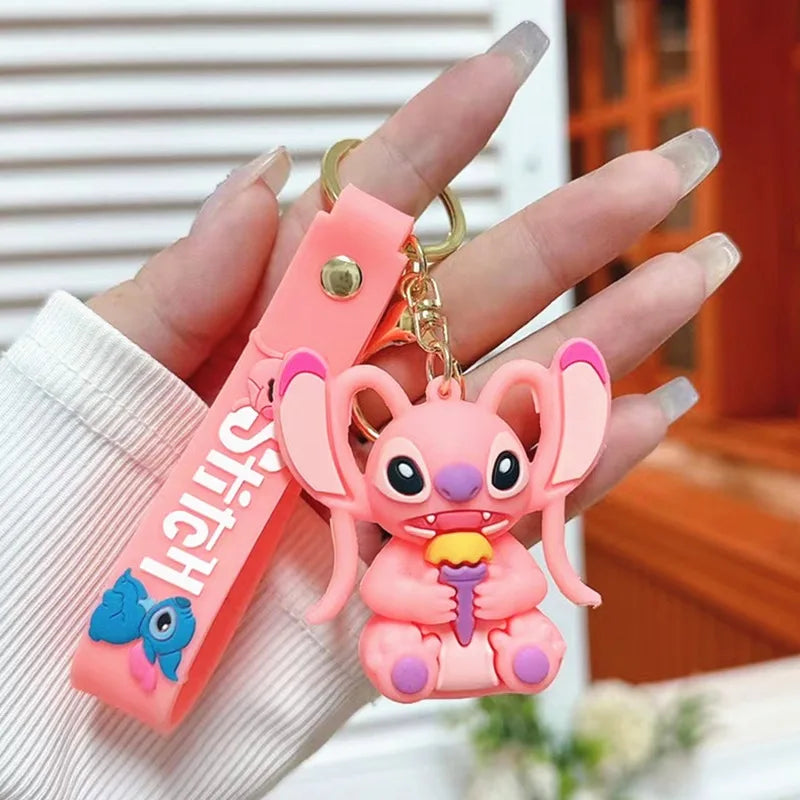 Wholesale Anime Disney Keychain Mickey Mouse Minnie Lilo & Stitch New Cartoon Keyring Key Chain Car Pendant Kids Toys Gifts