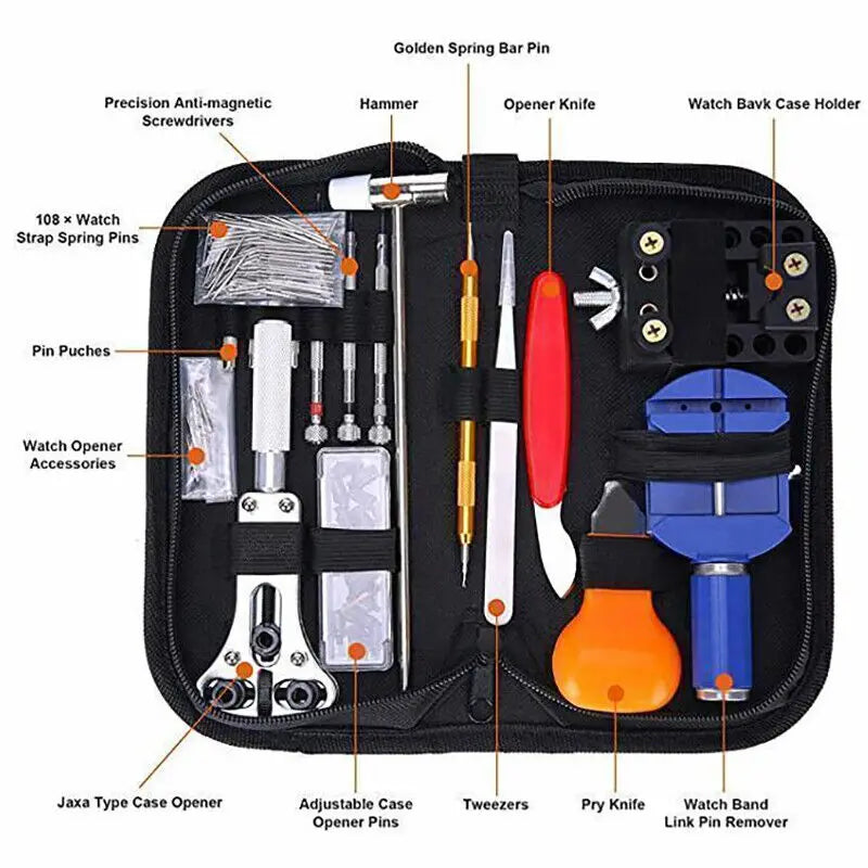 147pcs Watch Repair Kit Watchmaker Back Case Remover Opener Link Pin Spring Bar Case Opener Professional repair Tool set