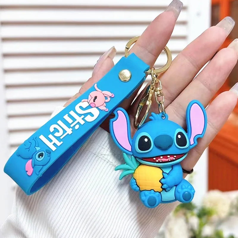 Wholesale Anime Disney Keychain Mickey Mouse Minnie Lilo & Stitch New Cartoon Keyring Key Chain Car Pendant Kids Toys Gifts