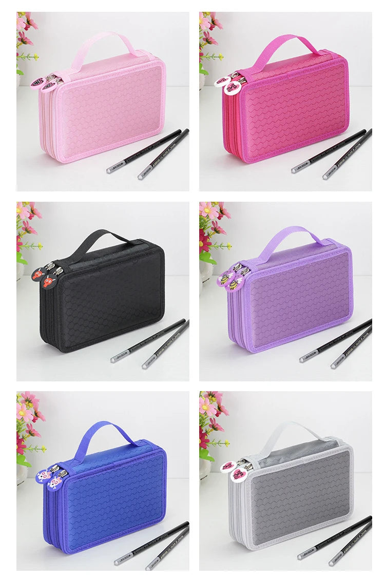 32/48/72 Holes Pencil Case for Colored Pencils Multifunction Large Capacity Art Drawing Pen Storage Bag School Stationery