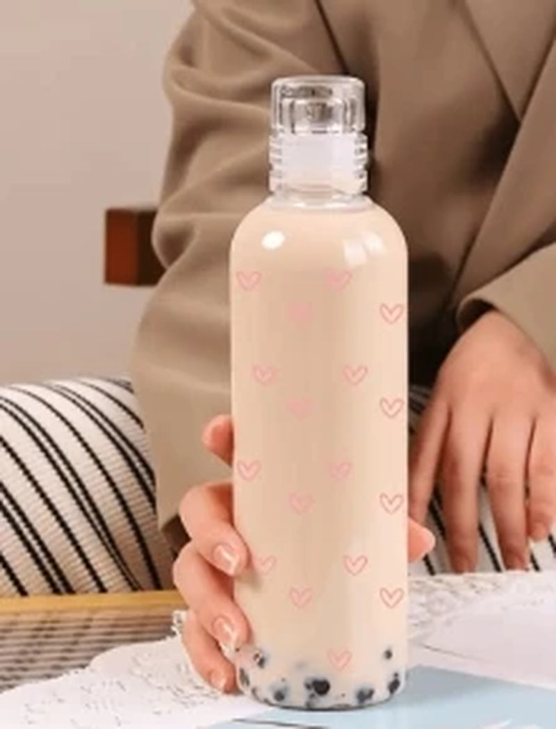 500Ml/16.9Oz Transparent Plastic Sport Water Bottle Time Marker Leakproof Juice Milk Cup Portable Kid School Gym Sport Cup