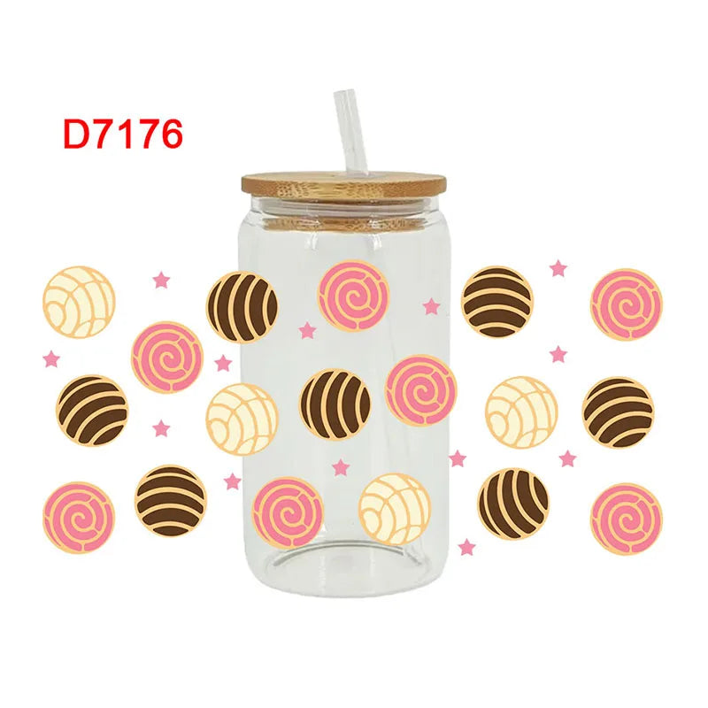 Mexican Style UV DTF Cups Wrap Mexican Pan Breads Ticker DIY Label Transfer Sticker Waterproof Print 16Oz D7171