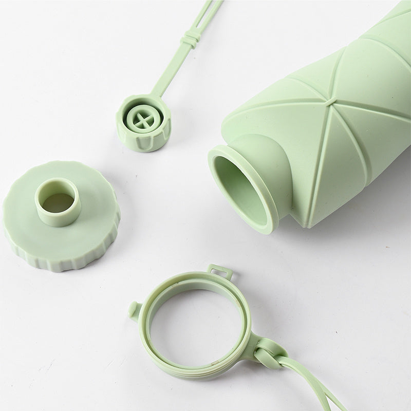 600Ml Folding Silicone Water Bottle Sports Water Bottle Outdoor Travel Portable Water Cup Running Riding Camping Hiking Kettle