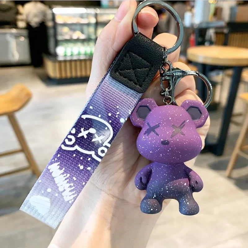 Cute Bear Keychain with Strap the Best Car Key Keyring Animal Bag Backpack Key Chain Charm Pendant Accessory Gift for Friend