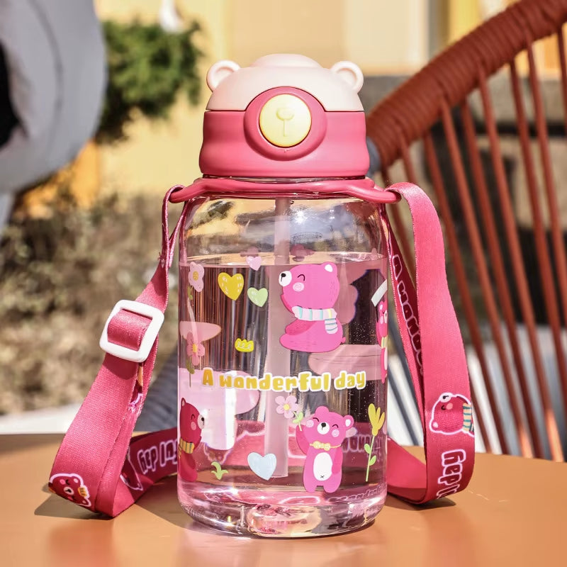 Kids Portable Water Sippy Cup with Straw and Handle