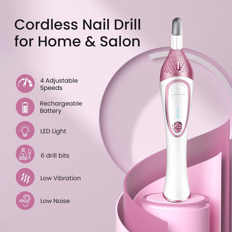 Professional Manicure and Pedicure 68-Piece Set, Cordless Nail Drill, 20,000 RPM, 6 Bits, 4 Speed, Electric Nail File Set, Nail Care Set, Manicure and Pedicure Tools