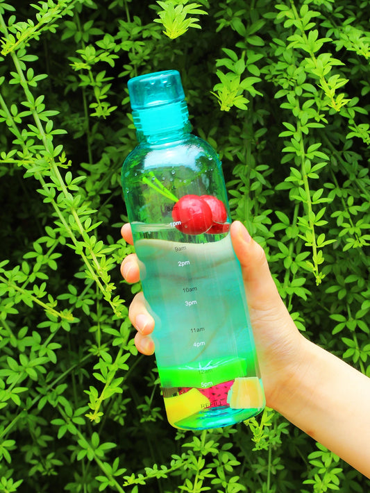 500Ml/16.9Oz Transparent Plastic Sport Water Bottle Time Marker Leakproof Juice Milk Cup Portable Kid School Gym Sport Cup
