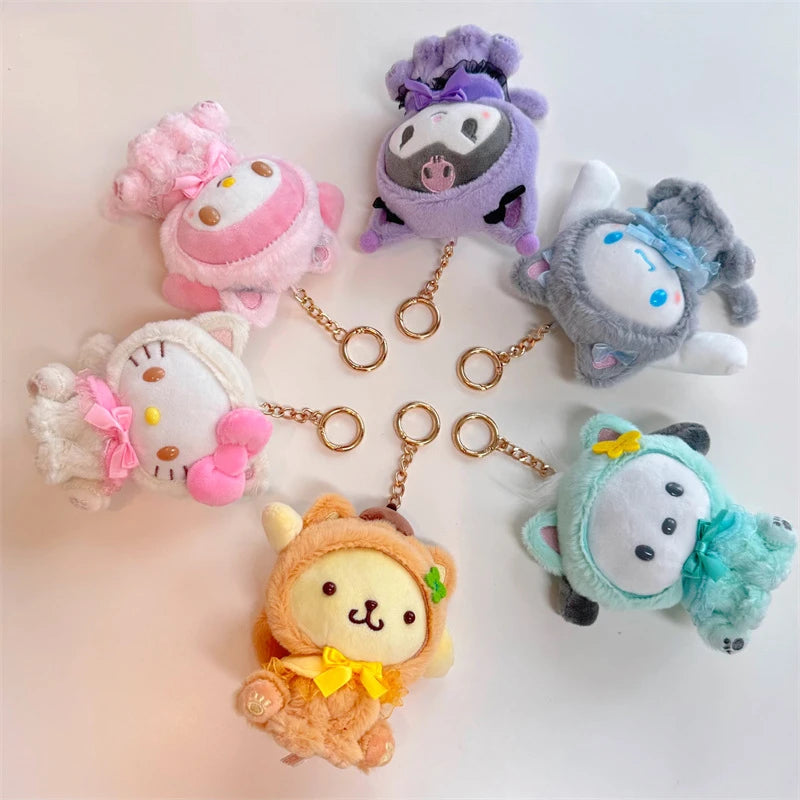 Sanrioed Kawaii Hello Kitty Kuromi Plush Doll Toys Pendant Cute Plush Keychain Bag Pendant Christmas Gifts12Cm