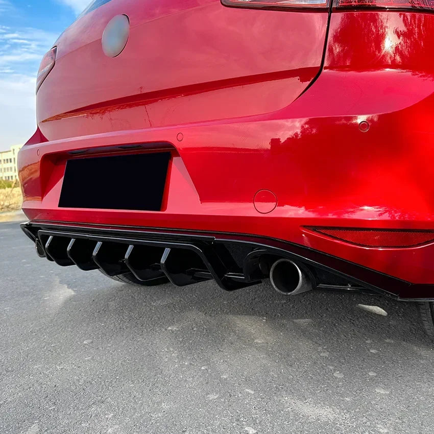 For VW Golf 7 MK7 Standard MK7 GTI GTD 2013 to 2017 Hatchback Car Rear Bumper Diffuser Splitter Spoiler with Brake LED Body Kit