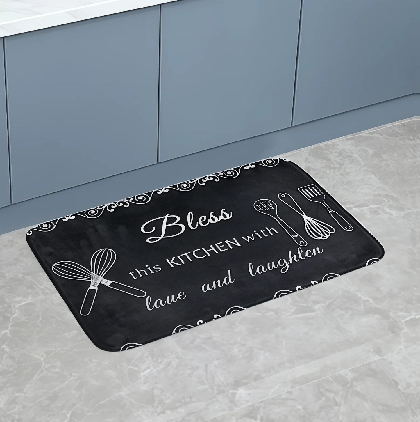 American Country Kitchen Floor Mats Non-Slip Absorbent Blessing Decorative Aisle Sink Carpet Home Decoration