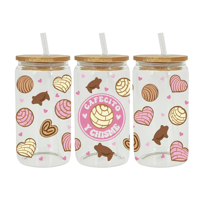 Mexican Style UV DTF Cups Wrap Mexican Pan Breads Ticker DIY Label Transfer Sticker Waterproof Print 16Oz D7171