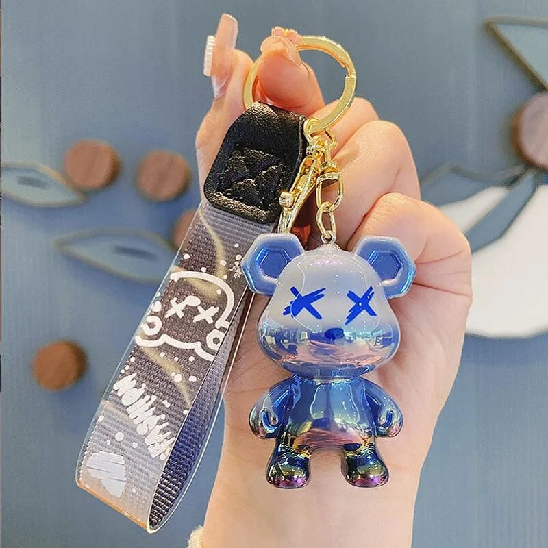 Cute Bear Keychain with Strap the Best Car Key Keyring Animal Bag Backpack Key Chain Charm Pendant Accessory Gift for Friend