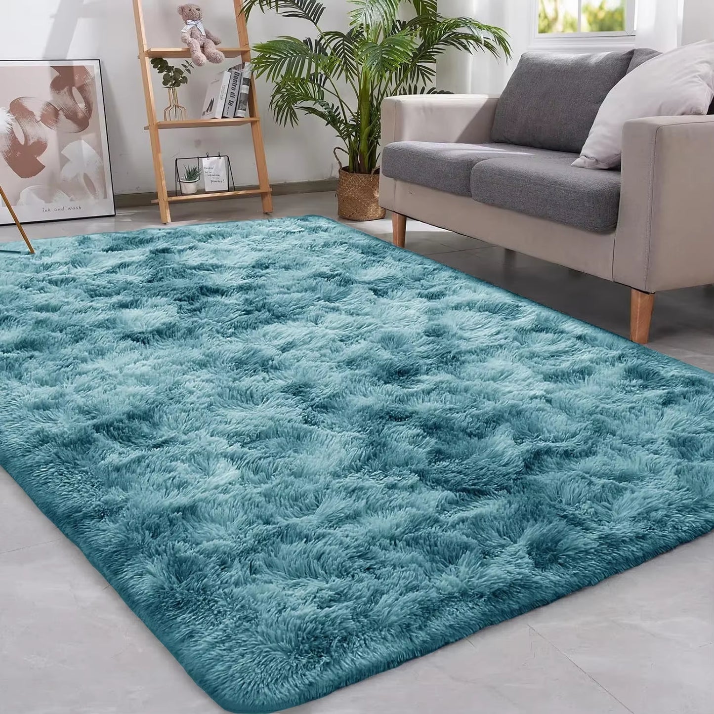 Plush Gray Velvet Carpet for Living Room and Bedroom - Soft, Fluffy Anti-Slip Area Rug for Home Decor and Children's Rooms