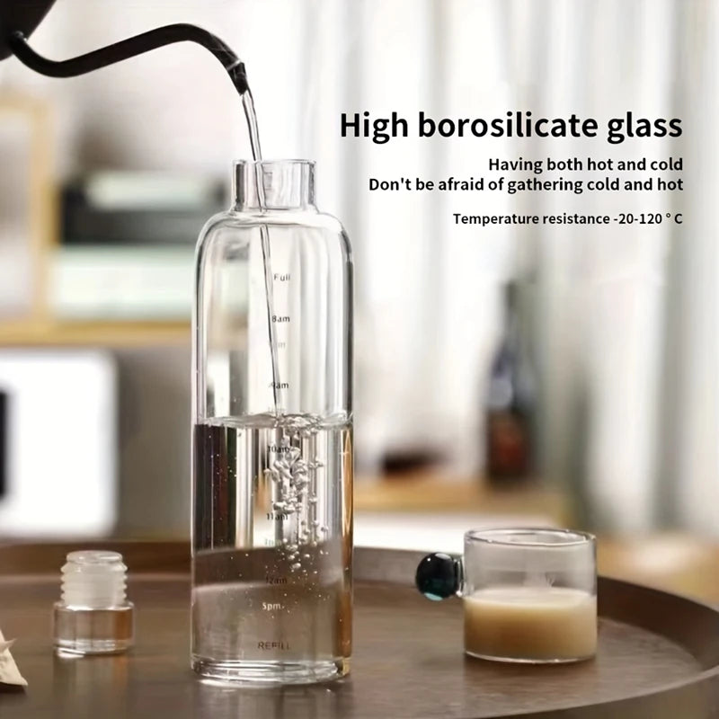 500Ml/16.9Oz Transparent Plastic Sport Water Bottle Time Marker Leakproof Juice Milk Cup Portable Kid School Gym Sport Cup