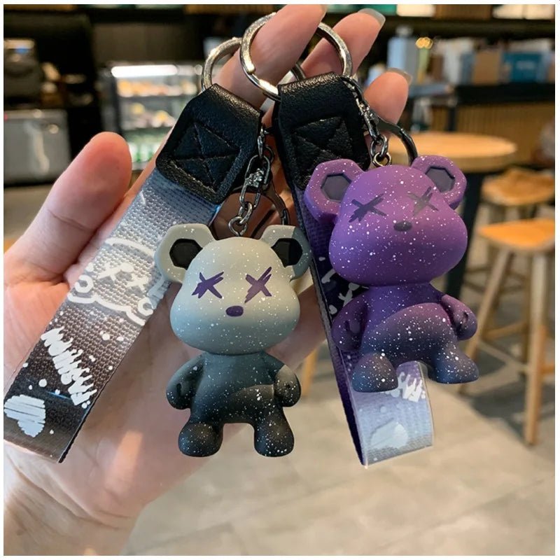 Cute Bear Keychain with Strap the Best Car Key Keyring Animal Bag Backpack Key Chain Charm Pendant Accessory Gift for Friend
