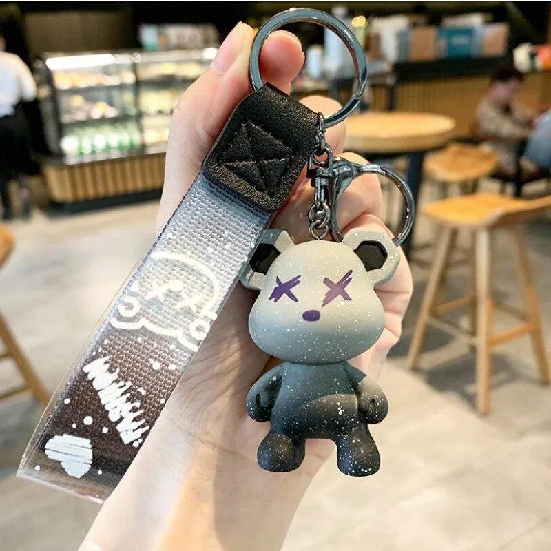 Cute Bear Keychain with Strap the Best Car Key Keyring Animal Bag Backpack Key Chain Charm Pendant Accessory Gift for Friend
