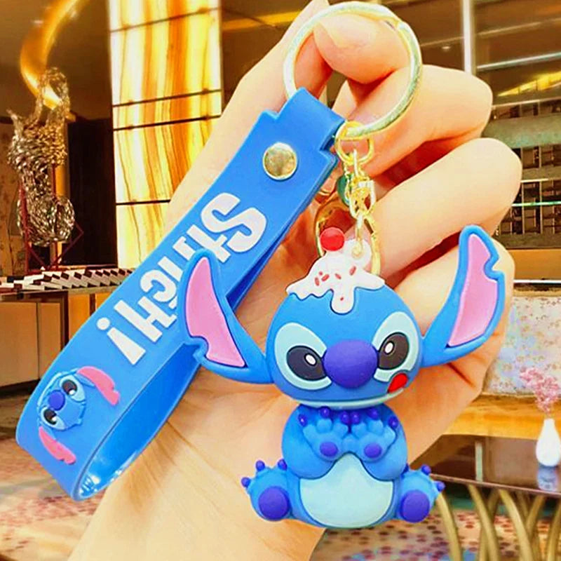 Wholesale Anime Disney Keychain Mickey Mouse Minnie Lilo & Stitch New Cartoon Keyring Key Chain Car Pendant Kids Toys Gifts