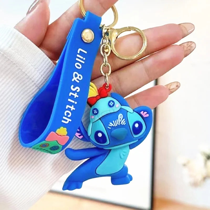 Wholesale Anime Disney Keychain Mickey Mouse Minnie Lilo & Stitch New Cartoon Keyring Key Chain Car Pendant Kids Toys Gifts