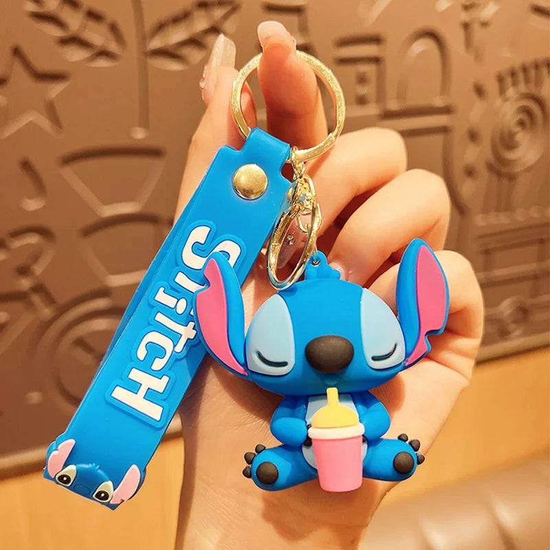 Wholesale Anime Disney Keychain Mickey Mouse Minnie Lilo & Stitch New Cartoon Keyring Key Chain Car Pendant Kids Toys Gifts