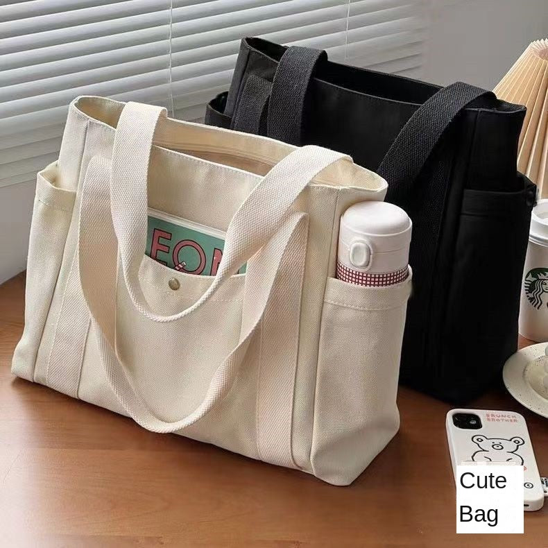 Large Capacity Canvas Solid Letter Tote Bag Versatile Handbag for Commuter Work Student Class Underarm Women's Bag shopping bag