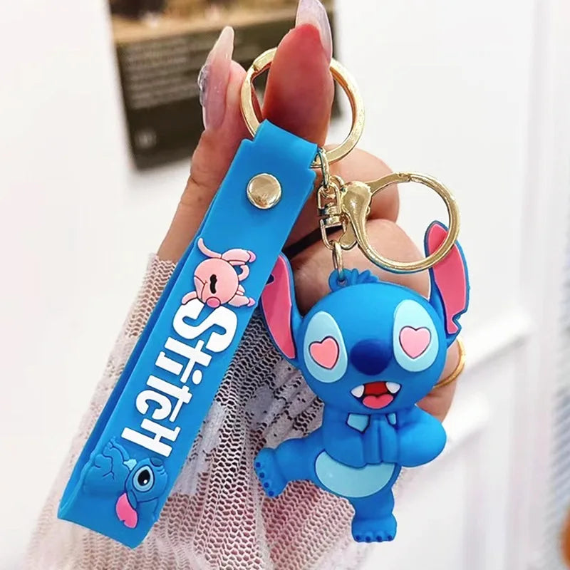 Wholesale Anime Disney Keychain Mickey Mouse Minnie Lilo & Stitch New Cartoon Keyring Key Chain Car Pendant Kids Toys Gifts