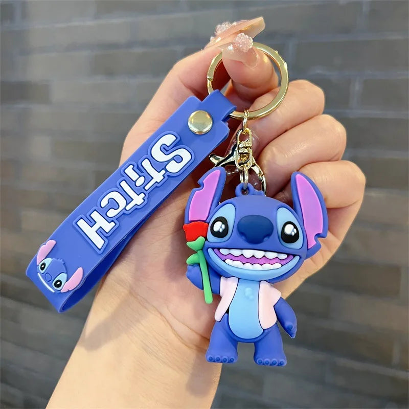 Wholesale Anime Disney Keychain Mickey Mouse Minnie Lilo & Stitch New Cartoon Keyring Key Chain Car Pendant Kids Toys Gifts