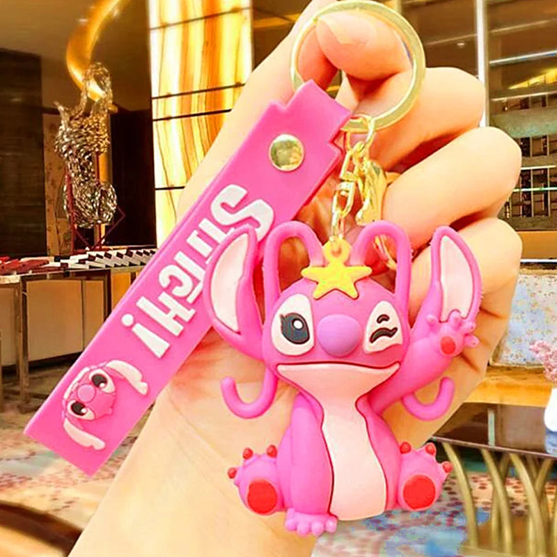 Wholesale Anime Disney Keychain Mickey Mouse Minnie Lilo & Stitch New Cartoon Keyring Key Chain Car Pendant Kids Toys Gifts