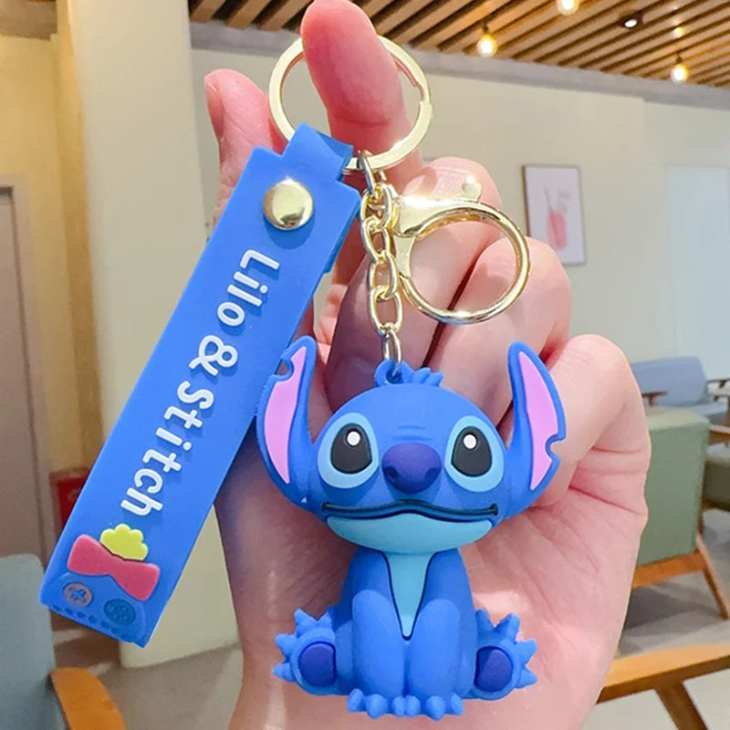 Wholesale Anime Disney Keychain Mickey Mouse Minnie Lilo & Stitch New Cartoon Keyring Key Chain Car Pendant Kids Toys Gifts