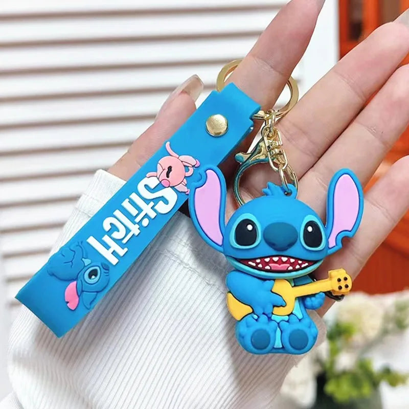 Wholesale Anime Disney Keychain Mickey Mouse Minnie Lilo & Stitch New Cartoon Keyring Key Chain Car Pendant Kids Toys Gifts