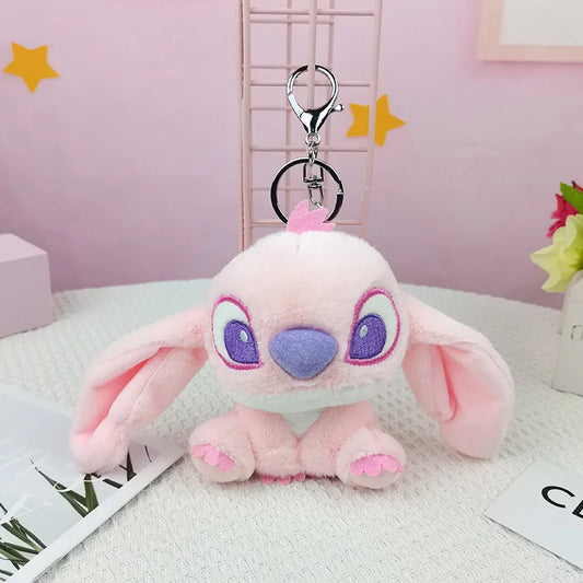 12CM Disney Stitch Plush Keychain Kawaii Action Figures Cartoon Backpack Pendant Cute Doll Keyring Bag Car Pendant Stuffed Toys