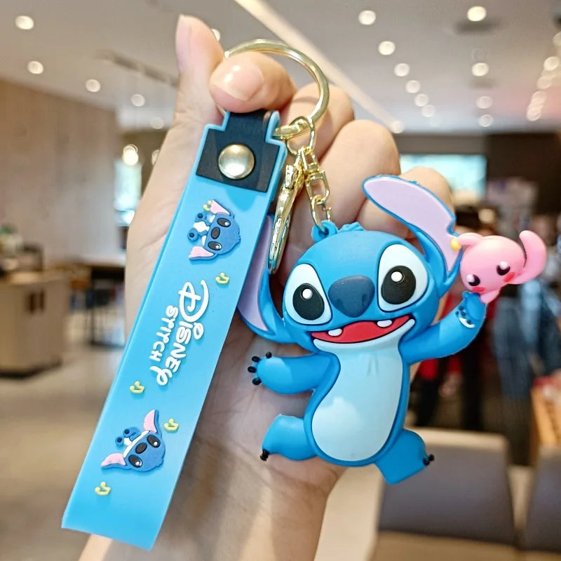 Wholesale Anime Disney Keychain Mickey Mouse Minnie Lilo & Stitch New Cartoon Keyring Key Chain Car Pendant Kids Toys Gifts