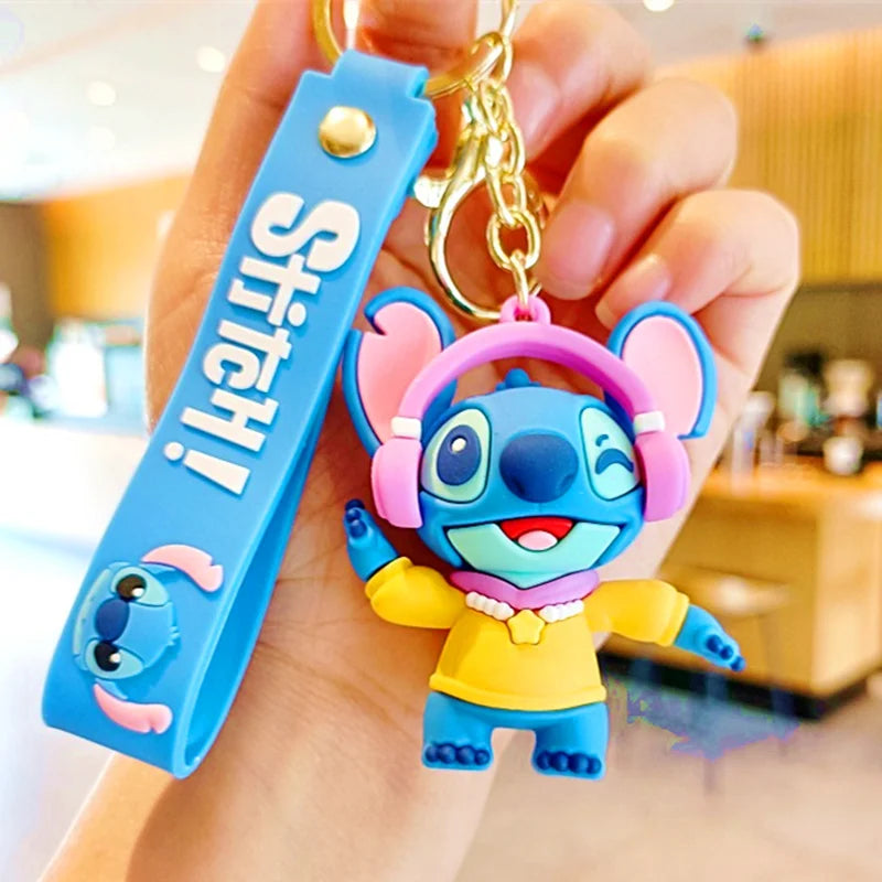 Wholesale Anime Disney Keychain Mickey Mouse Minnie Lilo & Stitch New Cartoon Keyring Key Chain Car Pendant Kids Toys Gifts