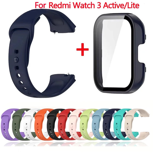 Silicone Strap+Case for Xiaomi Redmi Watch 3 Active band smartwatch Accessories Sport Bracelet For Redmi watch3 Active/Lite Case