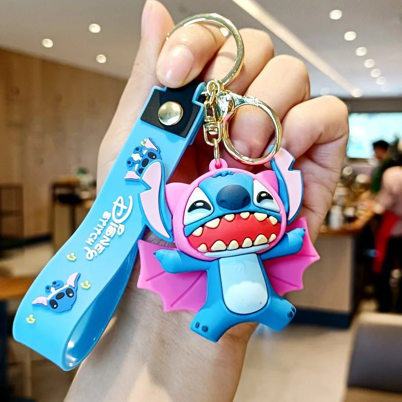 Wholesale Anime Disney Keychain Mickey Mouse Minnie Lilo & Stitch New Cartoon Keyring Key Chain Car Pendant Kids Toys Gifts