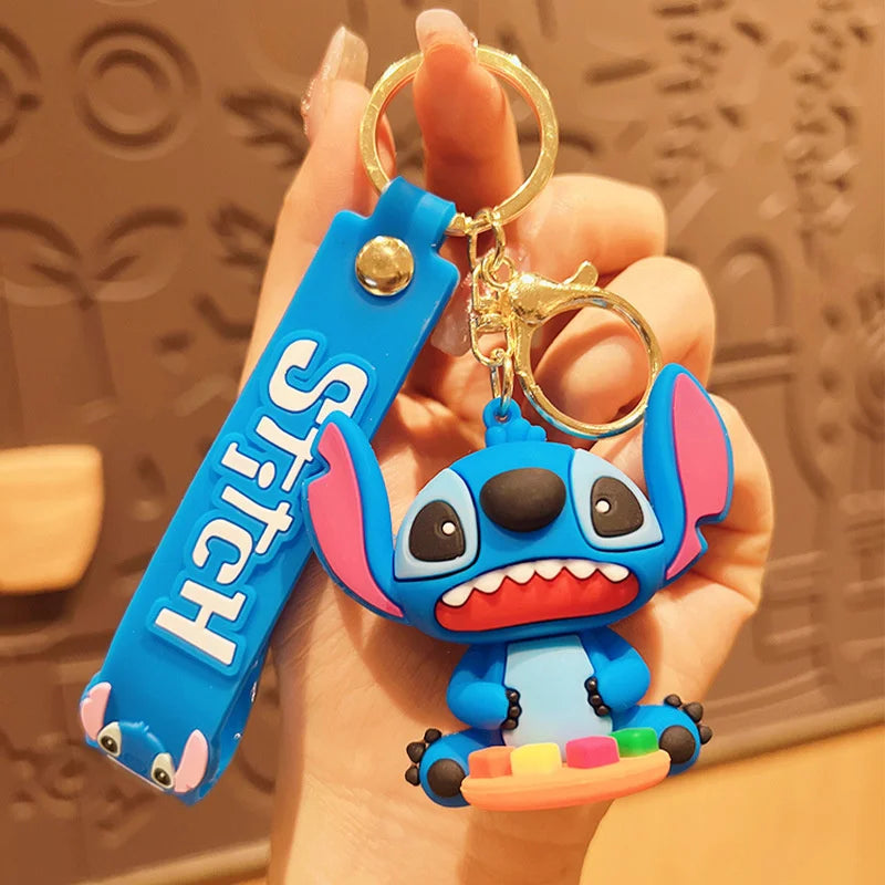 Wholesale Anime Disney Keychain Mickey Mouse Minnie Lilo & Stitch New Cartoon Keyring Key Chain Car Pendant Kids Toys Gifts