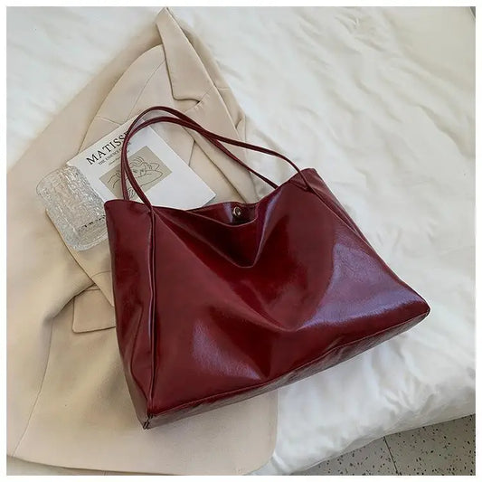 Wholesale New Fashion Tote Bag Solid PU Large Capacity Women'S Shopping Travel Handbag Shoulder Bag