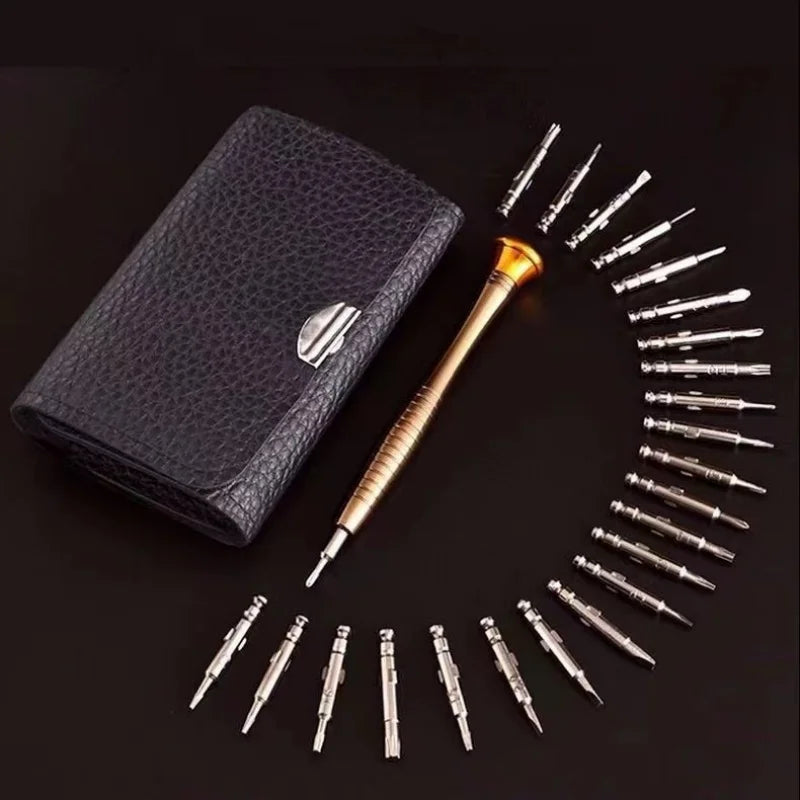 25 in one multi-purpose leather case, manual screwdriver, screwdriver head set, mobile phone, laptop repair tool wholesale