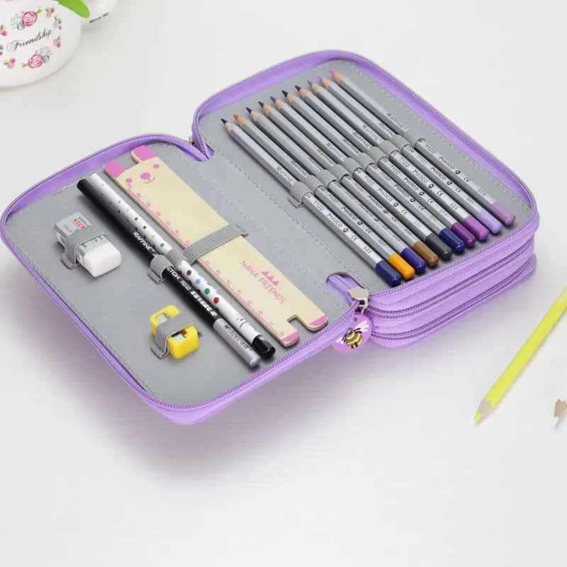 32/48/72 Holes Pencil Case for Colored Pencils Multifunction Large Capacity Art Drawing Pen Storage Bag School Stationery