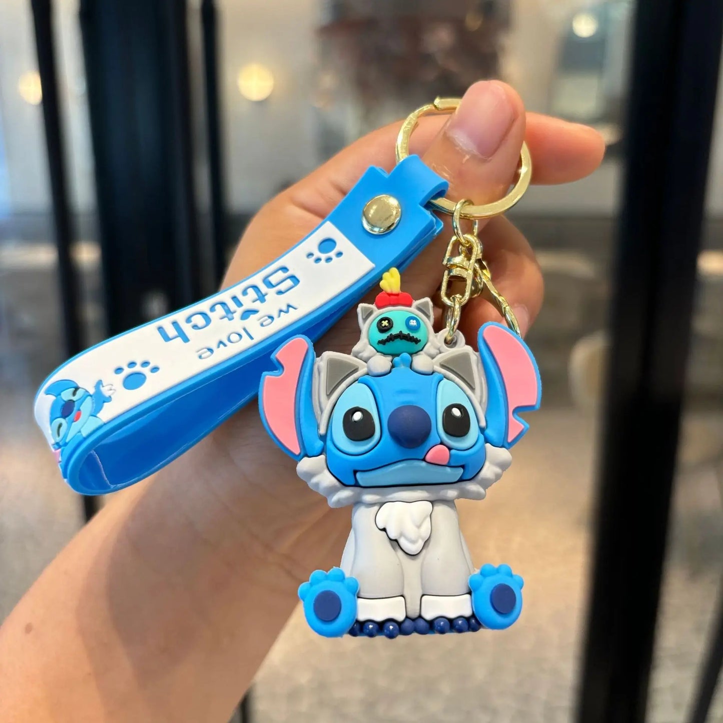 Wholesale Anime Disney Keychain Mickey Mouse Minnie Lilo & Stitch New Cartoon Keyring Key Chain Car Pendant Kids Toys Gifts
